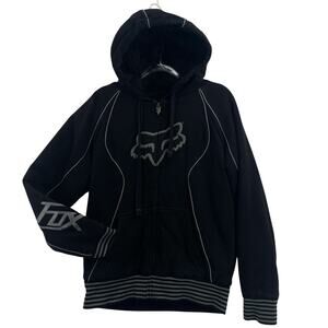 FOX Sasquatch Hoodie Jacket Mens Sz Medium Fur Lined Vintage Y2K Racing Black